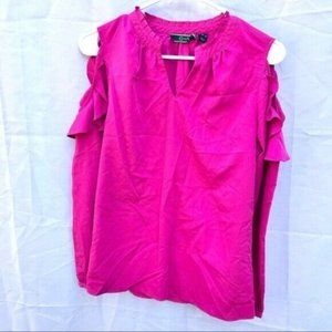 C Wonder fuchsia hot pink blouse cut out ruffle size 2